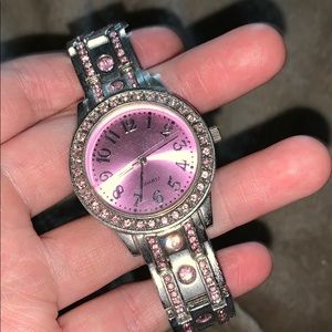 Pink and silver watch
